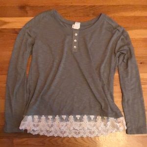 Olive green long sleeve with lace bottom